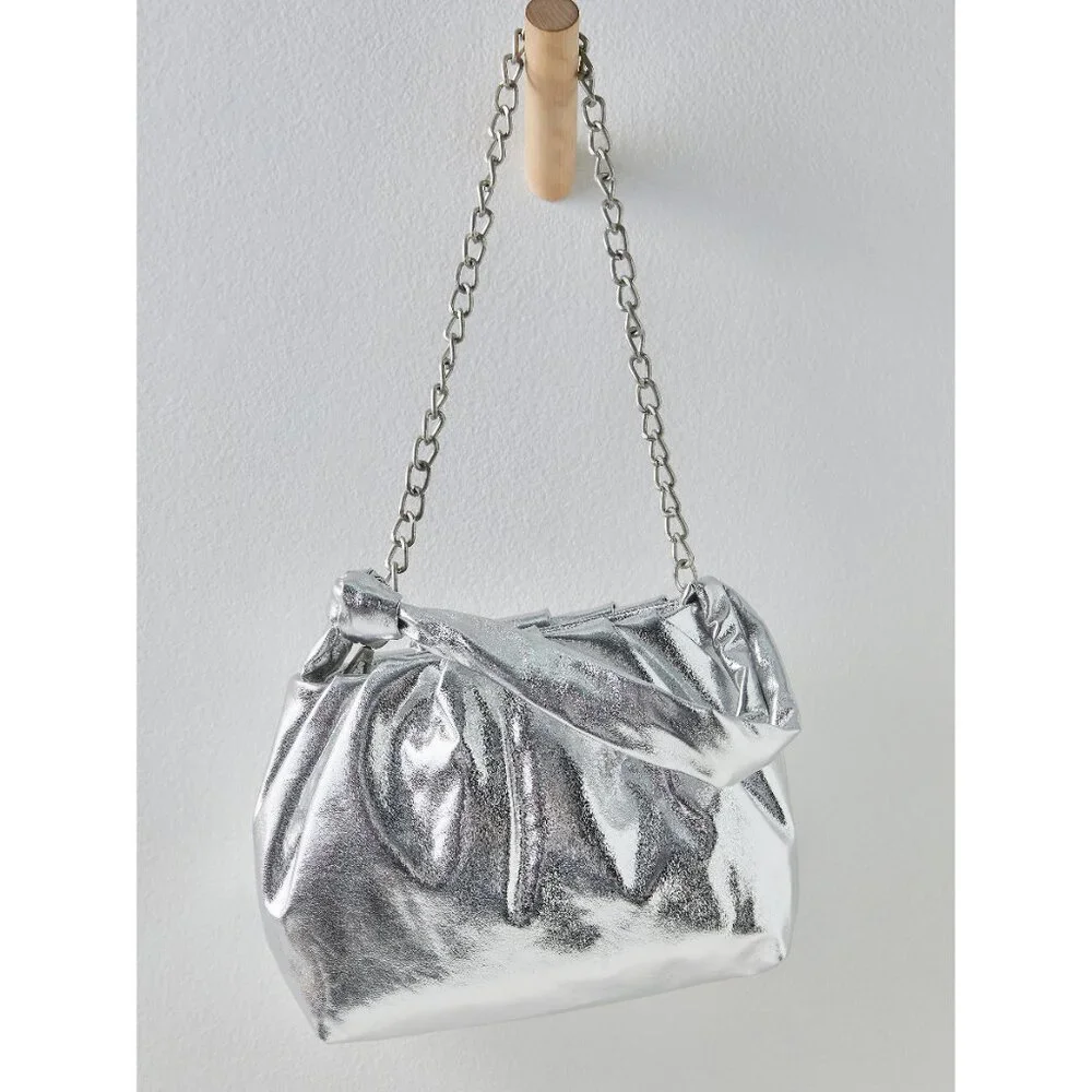 NWT: FREE PEOPLE Viva La Vegan Clutch / Silver - Picture 3 of 10